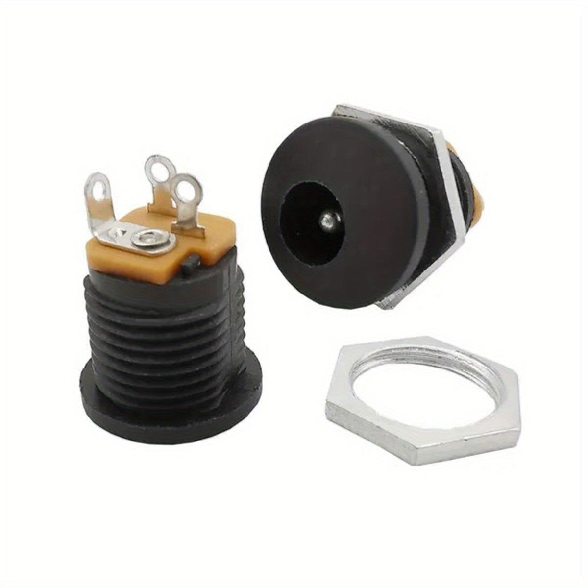 10pcs (5Pairs) 12V 3A 5.5 X 2.1mm Plastic Male Plugs DC022 DC Power Socket Female Jack Screw Nut Panel Mount Connector 5.5*2.1MM