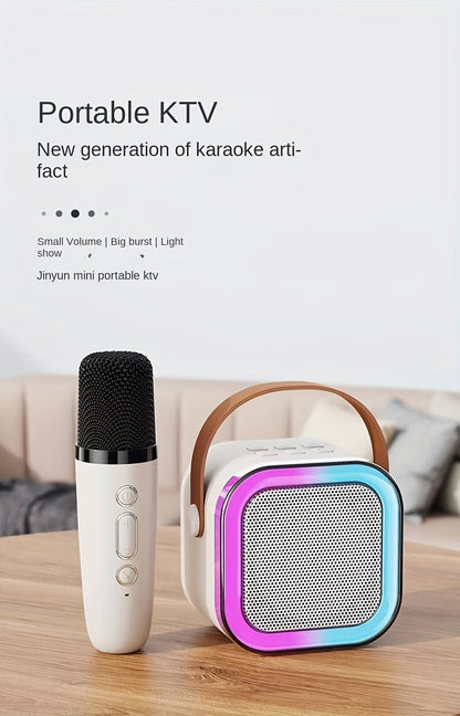 Set of 3 Portable Mini Karaoke Machines Featuring 2 Wireless Microphones - Rechargeable Via USB, Wireless Speaker Ideal for Birthday Celebrations