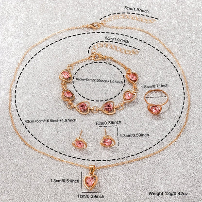 Elegant 6pcs Women's Fashion Quartz Watch Set with Heart Pendant