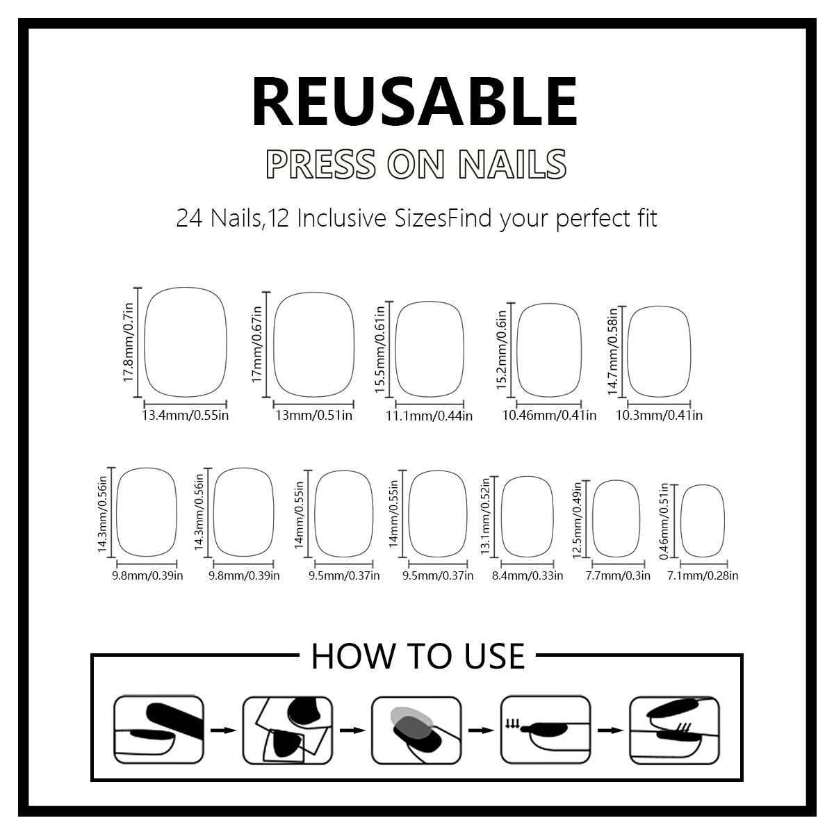 72 pcs (3 packs) Elegant Ballet Women's Nail Press Set