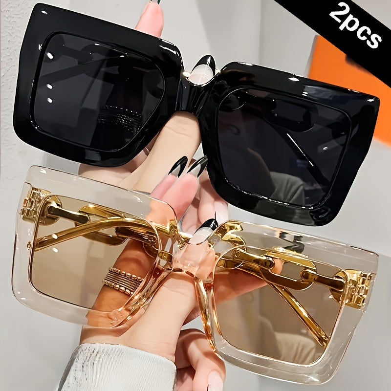 Luxury Oversized Square Fashion Glasses 2pcs