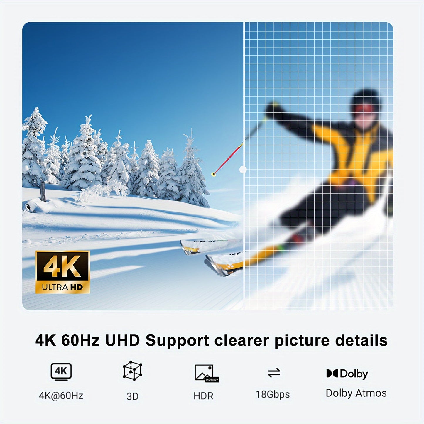 I-Zclive Ultra HD 4K HDTV Cable with Ethernet - High Speed 18Gbps, HDR, 3D, HDCP 2.2 Compatible for Monitors